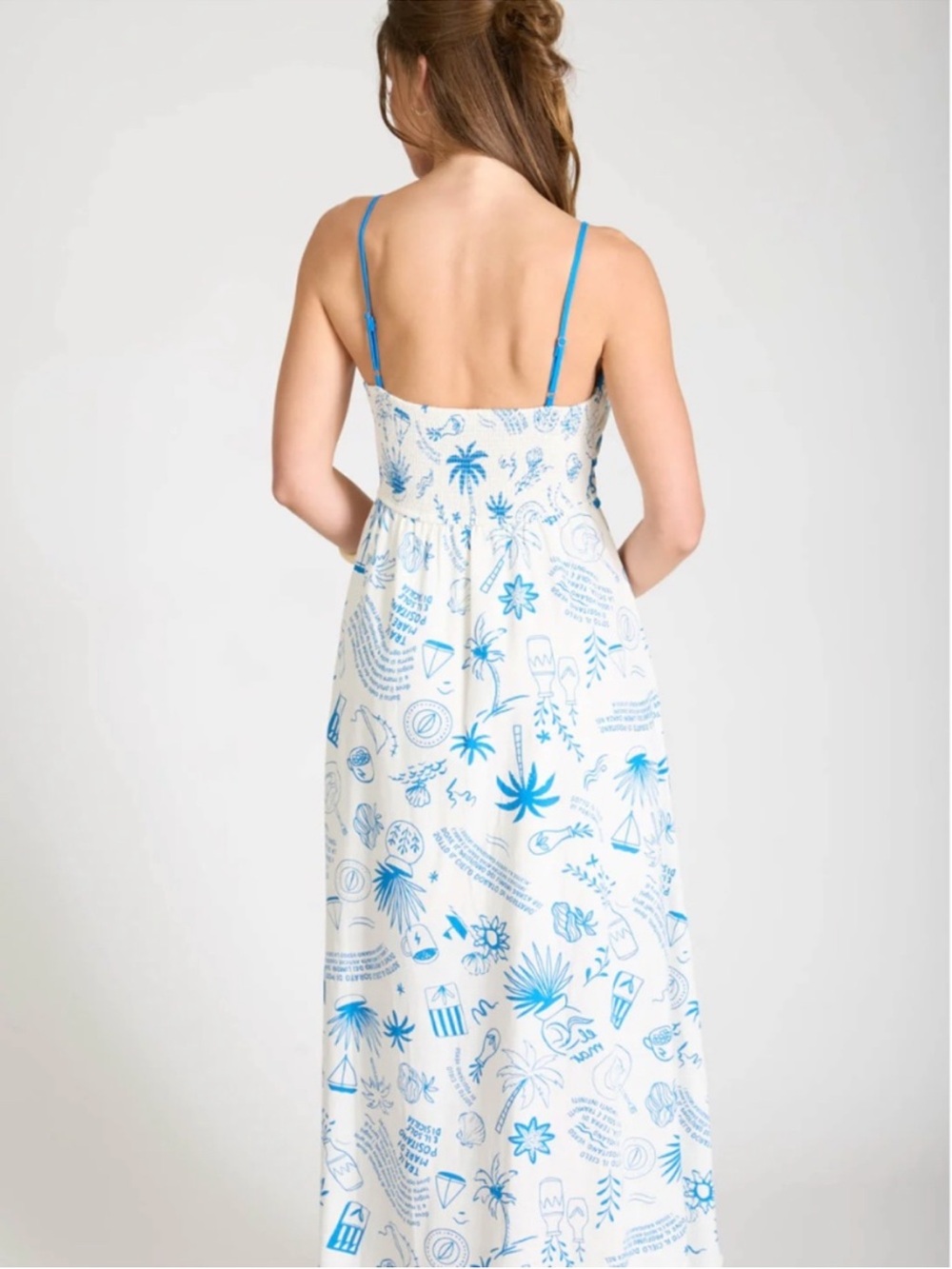 NWT Blu Pepper Blue & White Positano Coastal Print Maxi Dress – Small - Picture 3 of 6